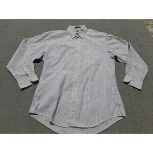 Club Room mens white striped long sleeve button down shirt 16 32/33 cotton